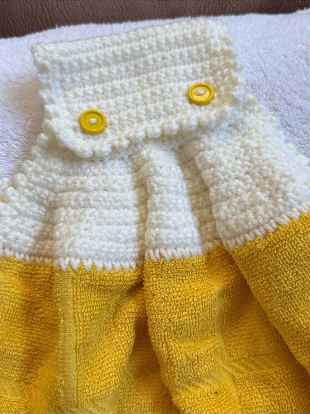 Handmade Yellow Crochet Hanging Kitchen Towels Pair